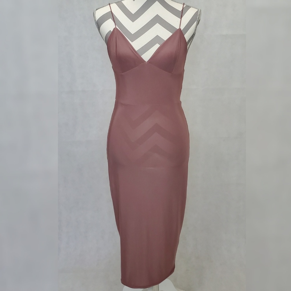 Boohoo Karen Slinky Midi Dress Mauve